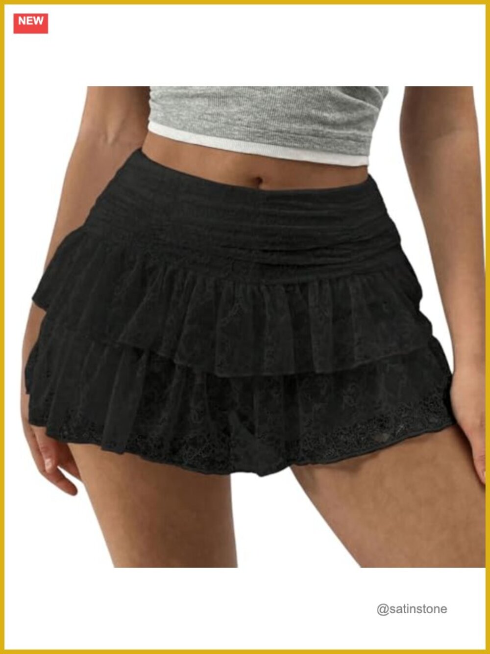 Women Y2K Floral Lace Mini Skirt Low Rise Pleated Ruffled Hem A-Line Streetwear
